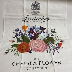 Partridges London Tea Towel Chelsea Flower Collection British UK 100% Cotton